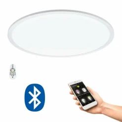 Luminaires Eglo Plafonnier Eglo SARSINA-C LED Blanc, 1 lumière, Télécommandes, Changeur de couleurs
