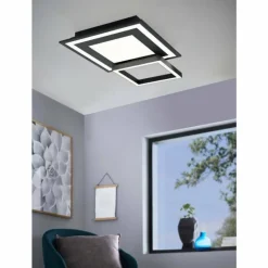 Luminaires Eglo Plafonnier Eglo SAVATARILA-Z LED Noir, 8 lumières, Changeur de couleurs