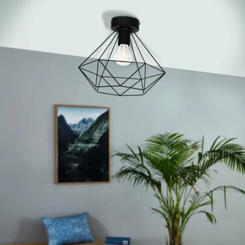 Lampes Vintages & Rétros-Luminaires Eglo Plafonnier EGLO TARBES Noir, 1 lumière