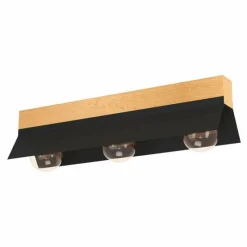 Lampes En Bois-Luminaires Eglo Plafonnier Eglo TARRAFO Brun, Noir, 3 lumières