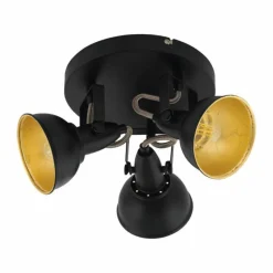 Lampes Dorées-Luminaires Eglo Plafonnier Eglo THORNTON Or, Noir, 3 lumières