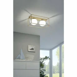 Luminaires Eglo Plafonnier Eglo VALLASPRA Champagne, 2 lumières