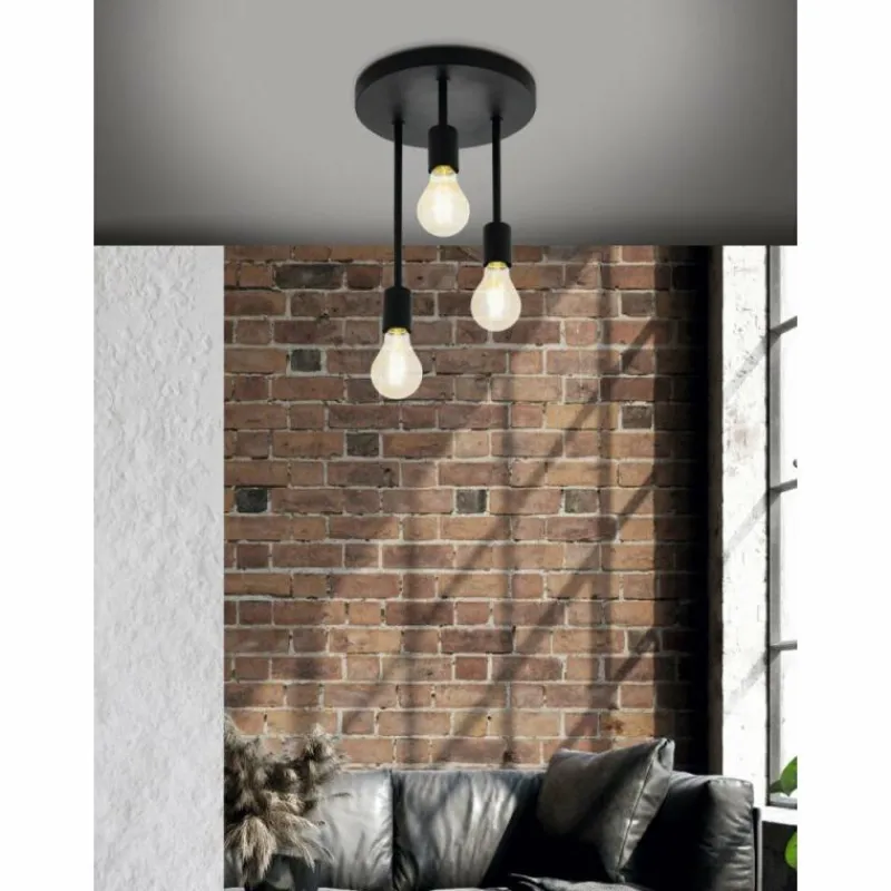 Lampes Vintages & Rétros-Luminaires Eglo Plafonnier EGLO WILMCOTE Noir, 3 lumières