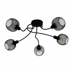 Lampes Industrielles-Luminaires Eglo Plafonnier Eglo WRINGTON Noir, 5 lumières