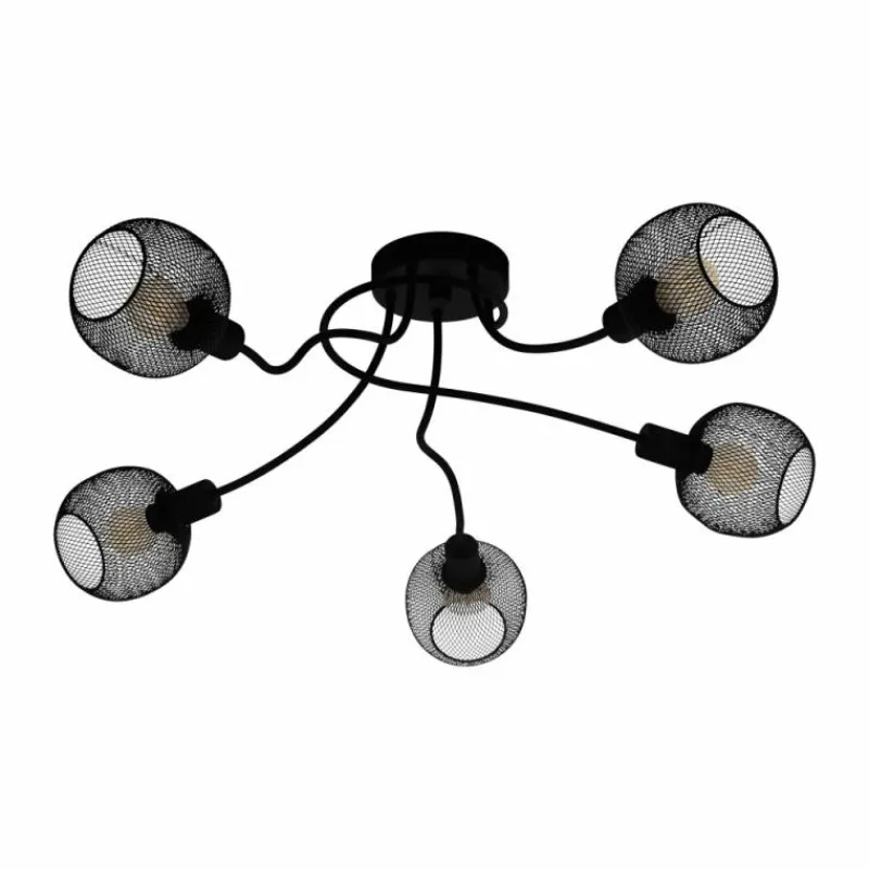 Lampes Industrielles-Luminaires Eglo Plafonnier Eglo WRINGTON Noir, 5 lumières