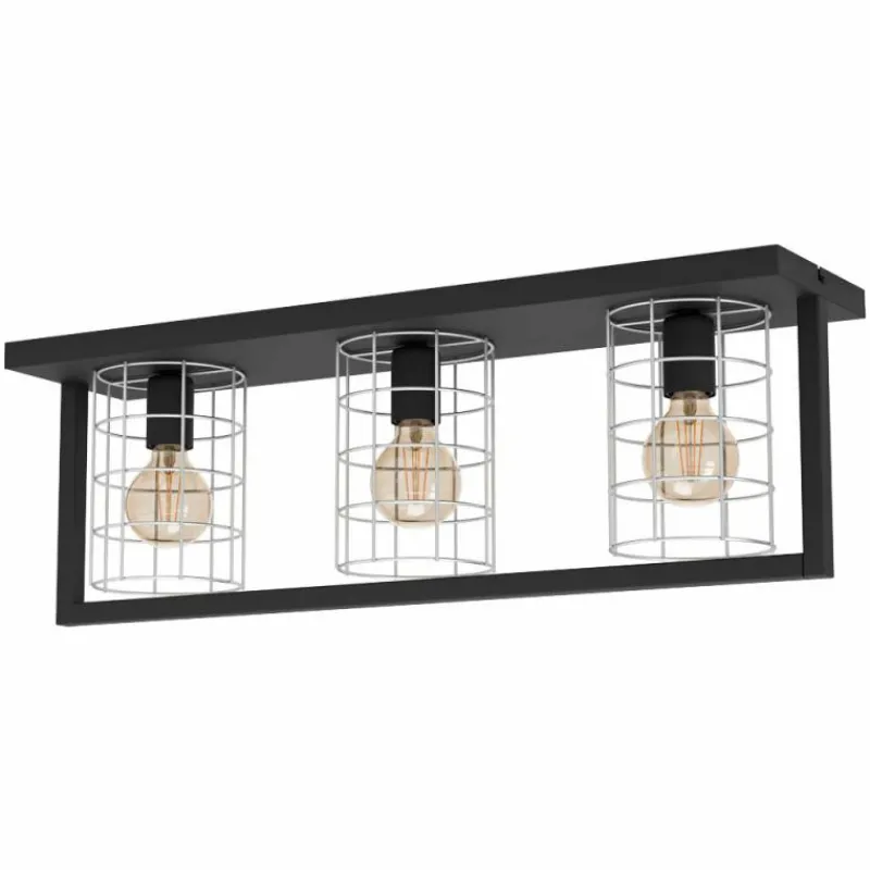 Lampes Industrielles-Luminaires Eglo Plafonnier Eglo-Leuchten JUBILY Noir, 3 lumières