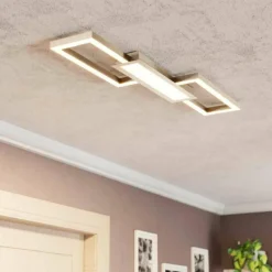 Luminaires Eglo Plafonnier Eglo-Leuchten MONIROTE LED Nickel mat, 1 lumière, Télécommandes* Éclairage Led