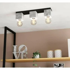 Lampes Vintages & Rétros-Luminaires Eglo Plafonnier Eglo-Leuchten PRESTWICK Noir, 3 lumières