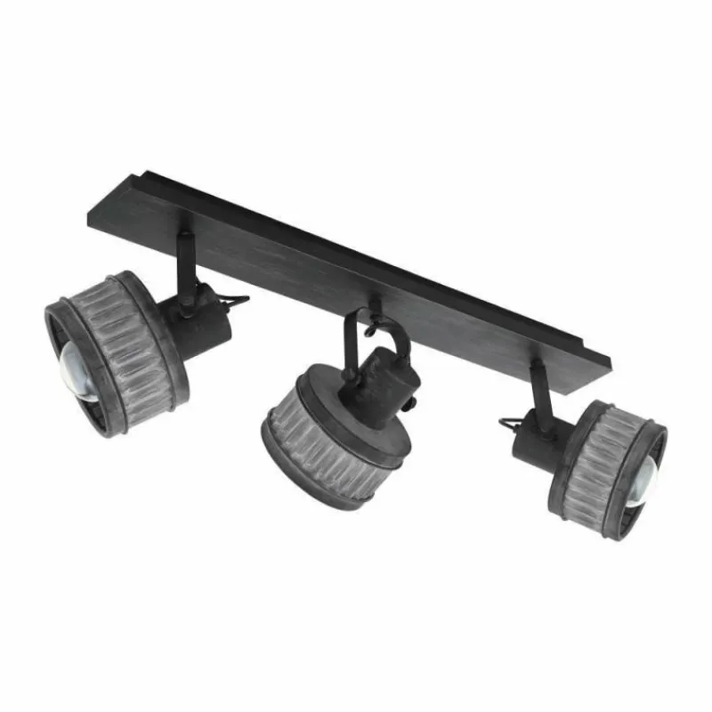 Lampes Industrielles-Luminaires Eglo Plafonnier Eglo-Leuchten TURROCK Gris, Noir, 3 lumières