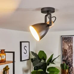 hofstein Plafonnier Elm Anthracite, Bois clair, 1 lumière