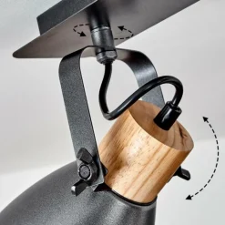 hofstein Plafonnier Elm Anthracite, Bois clair, 3 lumières