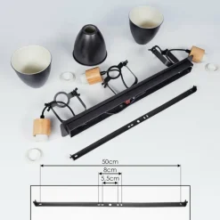 hofstein Plafonnier Elm Anthracite, Bois clair, 3 lumières