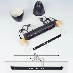 Lampes Industrielles-hofstein Plafonnier Elm Anthracite, Bois clair, 2 lumières