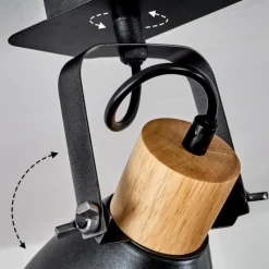 Lampes Industrielles-hofstein Plafonnier Elm Anthracite, Bois clair, 2 lumières