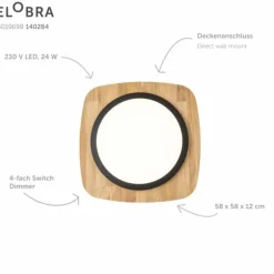 Lampes En Bois-Luminaires Elobra Plafonnier Elobra Argentina LED Écru, Noir, 1 lumière