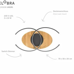 Lampes En Bois-Luminaires Elobra Plafonnier Elobra Argentina LED Écru, Noir, 2 lumières