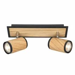 Lampes En Bois-Luminaires Elobra Plafonnier Elobra Bolivia Écru, Noir, 2 lumières