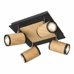 Lampes En Bois-Luminaires Elobra Plafonnier Elobra Bolivia Écru, Noir, 4 lumières