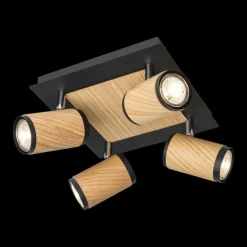 Lampes En Bois-Luminaires Elobra Plafonnier Elobra Bolivia Écru, Noir, 4 lumières