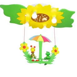 Lampes En Bois-Luminaires Elobra Plafonnier Elobra FROSCH Jaune, Vert, 4 lumières