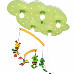 Lampes En Bois-Luminaires Elobra Plafonnier Elobra FRÖSCHE Vert, 5 lumières