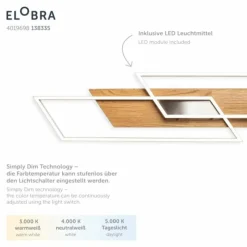 Lampes En Bois-Luminaires Elobra Plafonnier Elobra Panama LED Écru, 2 lumières