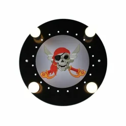 Lampes En Bois-Luminaires Elobra Plafonnier Elobra PIRATENKOPF Noir, 4 lumières
