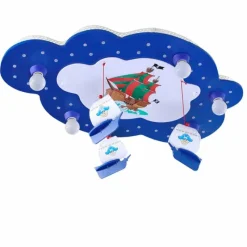 Lampes En Bois-Luminaires Elobra Plafonnier Elobra SCHIFFE Bleu, 5 lumières