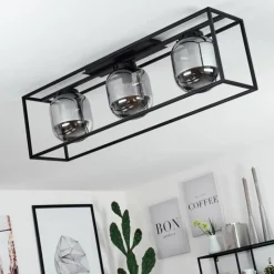 Suspension Verre Fumé-hofstein Plafonnier Elvange Noir, 3 lumières