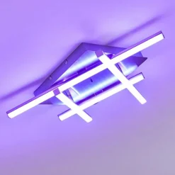 hofstein Plafonnier Eriz LED Nickel mat, 4 lumières, Télécommandes, Changeur de couleurs