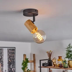 Luminaires Scandinaves-hofstein Plafonnier Erlach Écru, Noir, 1 lumière