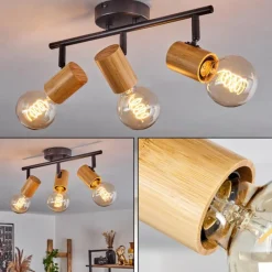 Luminaires Scandinaves-hofstein Plafonnier Erlach Écru, Noir, 3 lumières