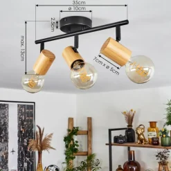 Luminaires Scandinaves-hofstein Plafonnier Erlach Écru, Noir, 3 lumières