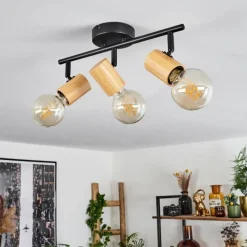 Luminaires Scandinaves-hofstein Plafonnier Erlach Écru, Noir, 3 lumières