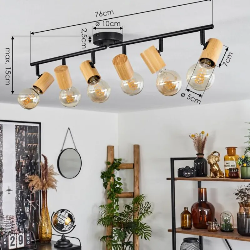 Luminaires Scandinaves-hofstein Plafonnier Erlach Écru, Noir, 1 lumière