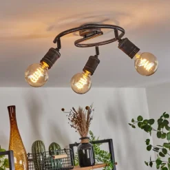 Lampes Vintages & Rétros-hofstein Plafonnier Ermatingen Brun foncé, Nickel mat, 3 lumières