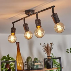 Lampes Vintages & Rétros-hofstein Plafonnier Ermatingen Brun foncé, Nickel mat, 4 lumières