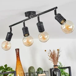 Lampes Vintages & Rétros-hofstein Plafonnier Ermatingen Brun foncé, Nickel mat, 4 lumières