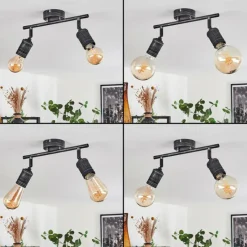 Lampes Vintages & Rétros-hofstein Plafonnier Ermatingen Brun foncé, Nickel mat, 2 lumières