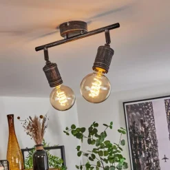 Lampes Vintages & Rétros-hofstein Plafonnier Ermatingen Brun foncé, Nickel mat, 2 lumières