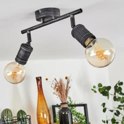 Lampes Vintages & Rétros-hofstein Plafonnier Ermatingen Brun foncé, Nickel mat, 2 lumières