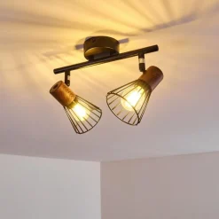 hofstein Plafonnier Errested Bois foncé, Noir, 2 lumières