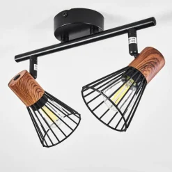 hofstein Plafonnier Errested Bois foncé, Noir, 2 lumières