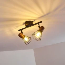 hofstein Plafonnier Errested Bois foncé, Noir, 2 lumières