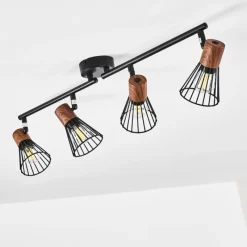 Lampes En Bois-hofstein Plafonnier Errested Bois foncé, Noir, 4 lumières