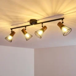 Lampes En Bois-hofstein Plafonnier Errested Bois foncé, Noir, 4 lumières