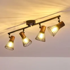 Lampes En Bois-hofstein Plafonnier Errested Bois foncé, Noir, 4 lumières