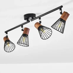 Lampes En Bois-hofstein Plafonnier Errested Bois foncé, Noir, 4 lumières