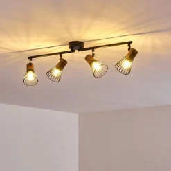 Lampes En Bois-hofstein Plafonnier Errested Bois foncé, Noir, 4 lumières