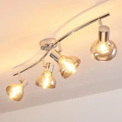 Suspension Verre Fumé-hofstein Plafonnier Esberg Chrome, 4 lumières